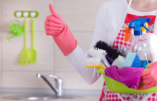 Professional carpet cleaning in progress in a home interior